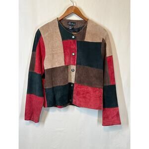 Vintage Karen Arnold Jacket L Suede Patchwork Boho Hippie Y2K Streetwear 90's